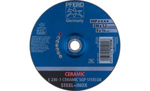 PFERD 62218300 E 230-7 CERAMIC SGP STEELOX Afbraamschijf gebogen Diameter 230 mm Boordiameter 22.23 mm RVS, Staal 10 stuk(s)