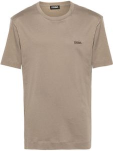 Zegna t-shirt en coton à logo brodé - Tons neutres