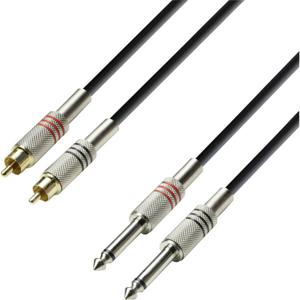 Adam Hall K3TPC0300 Audio Adapterkabel [2x Cinch-stekker - 2x Jackplug male 6,3 mm] 3.00 m Zwart