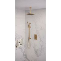 Regendoucheset Inbouw Brauer Gold Edition Thermostatisch 30 cm met 3-Weg Omstelling, Plafondarm, Glijstang en Staaf Handdouche Geborsteld Goud Brauer - thumbnail