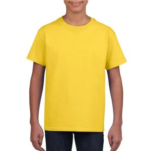 Geel basic t-shirt met ronde hals voor kinderen / unisex van katoen