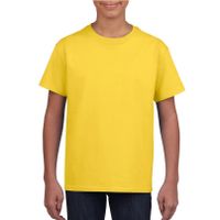 Geel basic t-shirt met ronde hals voor kinderen / unisex van katoen