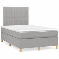 vidaXL Boxspring met matras en LED stof lichtgrijs 120x190 cm