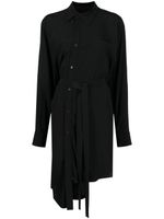 Yohji Yamamoto chemise asymétrique à taille nouée - Noir - thumbnail