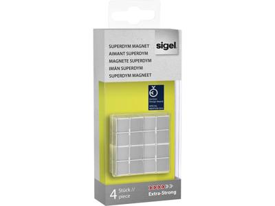 Sigel Magneet SuperDym C10 Extra-Strong Cube-Design (b x h x d) 20 x 10 x 20 mm dobbelsteen Zilver 4 stuk(s) GL705