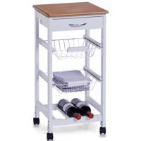 Zeller keuken trolley - met wijnrek en mandjes - 36 x 76 cm - Bijzetkastjes - kastje op wielen