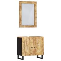 vidaXL 2-delige Badkamermeubelset massief mangohout, make-upspiegel, badkamerkast, opbergkast voor badkamer, wastafelkast, wastafelmeubel