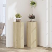 Plantenstandaards 2 st 25x25x80 cm bewerkt hout sonoma eiken