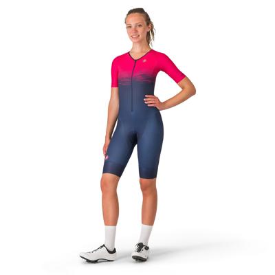 Castelli core tri w suit short sleeve blauw roze dames S