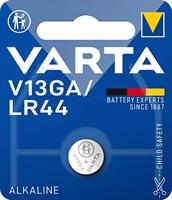 Varta batterijen Electronics V13GA Alkaline knoopcel, 1 stuk, originele blisterverpakking, Zilver, 11,6 mm diameter x 5,4 mm hoog