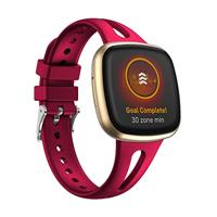 By Qubix - Compatible met Fitbit Versa 3 & 4 / Sense 1 & 2 - Sportbandje druppel design - Large - Rood - Compatible fitbit bandje