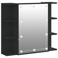 vidaXL Spiegelkast met LED-verlichting 70x16,5x60 cm zwart, spiegelkast met verlichting, badkamerspiegel kast met verlichting, badkamerkastje met spiegel