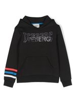 Iceberg Kids hoodie en coton à logo imprimé - Noir