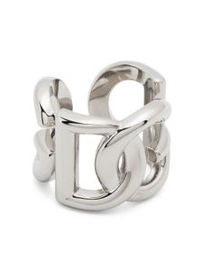 Dolce & Gabbana bague à plaque logo gravée - Argent