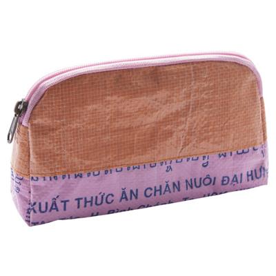 Toilettasje van gerecycled materiaal, groen/roze