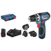 Bosch Professional 12V System accuschroefboormachine GSR 12V-15 FC (incl. 2x 2,0 Ah accu, oplader GAL 12V-40, 4x opzetstuk, L-BOXX 102)