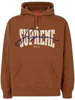 Supreme hoodie en coton à logo brodé - Marron