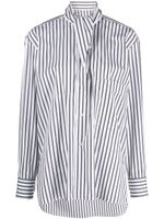 Plan C pussy-bow collar striped shirt - Blanc