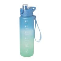 Motivatie waterfles - lichtgroen/lichtblauw - 1 liter - thumbnail