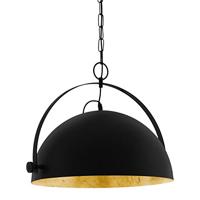 Eglo Covaleda 1 Hanglamp, 1 lichtpunt, industrieel, vintage, retro, hanglamp van staal in zwart, goud, voor eettafel en woonkamer, E27-fitting, diamet