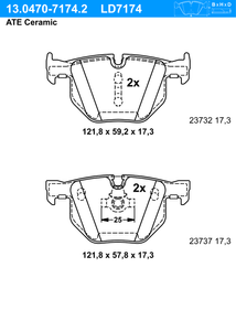 Remblokkenset, schijfrem ATE Ceramic ATE, u.a. fÃ¼r BMW