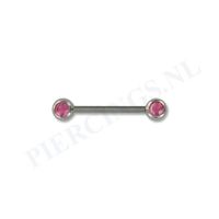 Tepelpiercing kristal roze - thumbnail