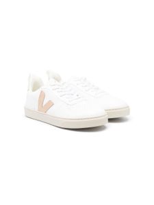 VEJA Kids logo-patch low-top leather sneakers - Blanc