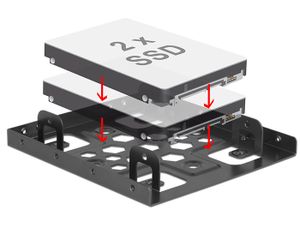 Delock 21324 Aluminium inbouwframe 2 x 2,5 tot 3,5 zwart