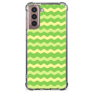 Samsung Galaxy S21 Plus Doorzichtige Silicone Hoesje Waves Green