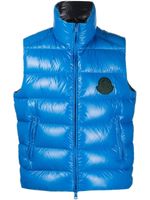 Moncler gilet matelassé à patch logo - Bleu