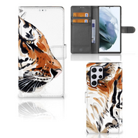 Hoesje Samsung Galaxy S22 Ultra Watercolor Tiger