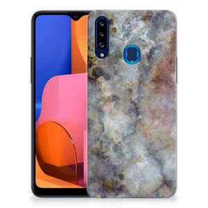 Samsung Galaxy A20s TPU Siliconen Hoesje Marmer Grijs