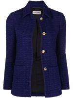 Saint Laurent blazer cintré en tweed - Bleu - thumbnail