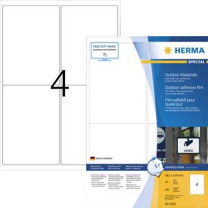 Herma 9539 Folie-etiketten 99.1 x 139 mm Folie, mat Wit 160 stuk(s) Extra sterk hechtend Laser (zwart/wit), Laser (kleur), Kopiëren (zwart/wit), Kopiëren