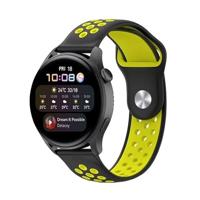 By Qubix - Compatible met Garmin Forerunner 255 - Sport Edition - Zwart + geel - Compatible Garmin bandje - Bandbreedte: 22mm