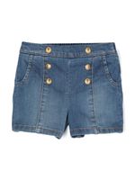 Balmain Kids short en jean à boutons Lion Head - Bleu