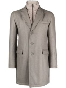 Herno hybrid high-neck single-breasted coat - Gris