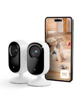 Arlo Essential 2K Wi-Fi Beveiligingscamera voor Binnen, 2K Video, Nachtzicht, Bewegingsmelder, Sirene, Arlo Secure Plan Proefperiode, Set van 2