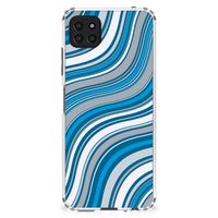 Samsung Galaxy A22 5G Doorzichtige Silicone Hoesje Waves Blue - thumbnail