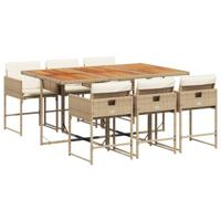 vidaXL 7-delige Tuinset met kussens poly rattan beige, loungeset, tuinbank, loungeset tuin, tuintafel, loungebank, loungebank tuin, loungeset buiten