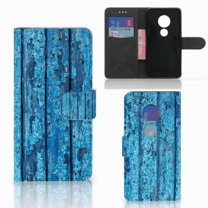 Motorola Moto G7 Play Book Style Case Wood Blue