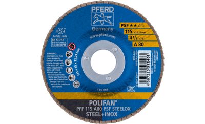 PFERD 67648115 PFF 115 A 80 PSF STEELOX Lamellenschijf Diameter 115 mm Boordiameter 22.23 mm RVS, Staal 10 stuk(s)