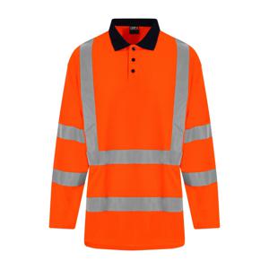 Reflecterende polo lange mouwen oranje - 4XL