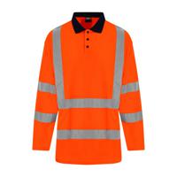 Reflecterende polo lange mouwen oranje - 4XL