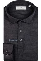 Thomas Maine Tailored Fit Polo shirt donkergrijs, Effen - thumbnail