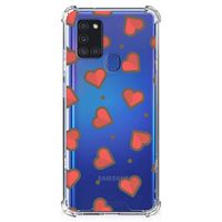 Samsung Galaxy A21s Doorzichtige Silicone Hoesje Hearts - thumbnail