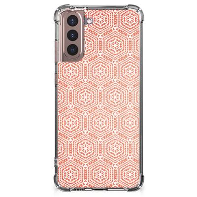 Samsung Galaxy S21 Plus Doorzichtige Silicone Hoesje Pattern Orange