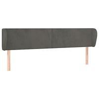 vidaXL Hoofdbord met randen 203x23x78/88 cm fluweel donkergrijs, hoofdeinde, houten hoofdeinde, bedonderdeel, houten hoofdbord, slaapkamermeubel