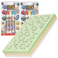 200x Bingokaarten nummers 1-90 inclusief 6x bingostiften - thumbnail