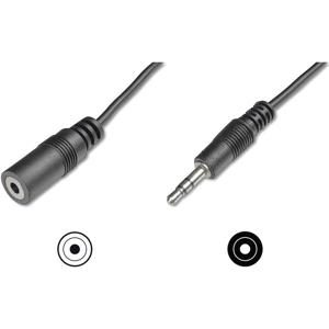 Digitus AK-510200-050-S Jackplug Audio Aansluitkabel [1x Jackplug male 3,5 mm - 1x Jackplug female 3,5 mm] 5.00 m Zwart Afgeschermd (enkel), Rond